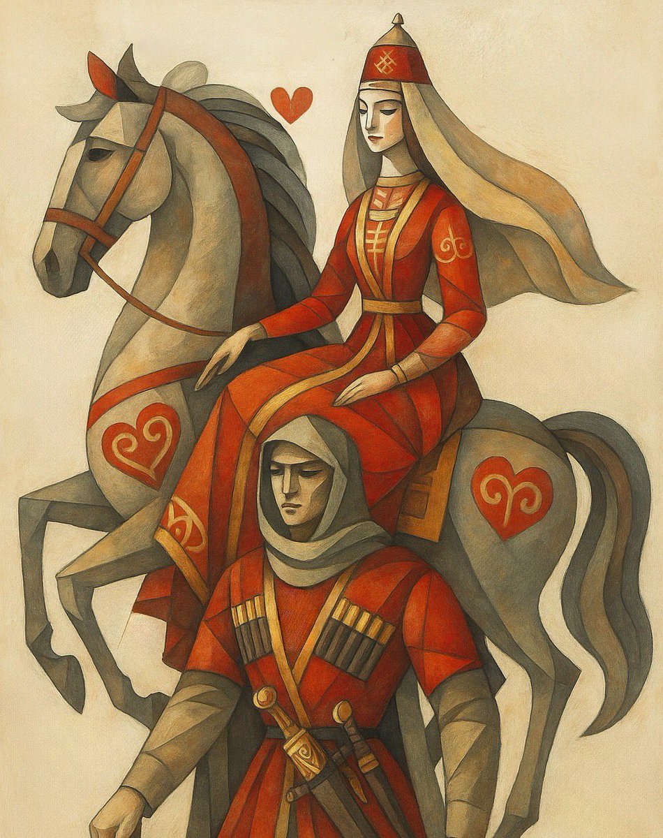 pancaucasus's tweet image. Illustrations by Circassian artist Natho Zeki Yıldırım