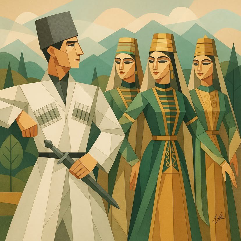 pancaucasus's tweet image. Illustrations by Circassian artist Natho Zeki Yıldırım