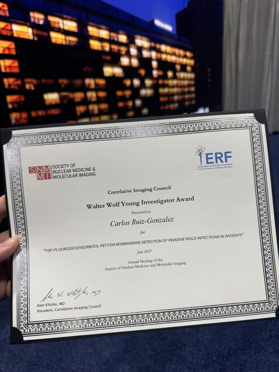 I’m deeply honored to receive the 2025 Walter Wolf Young Investigator Award at the SNMMI Annual Conference! This recognition marks an important milestone in my early career in radiology and molecular imaging. A huge thank you to the amazing team at <a href="/SanjayJain_Lab/">Jain Lab @ Hopkins</a> <a href="/SNM_MI/">SNMMI</a>