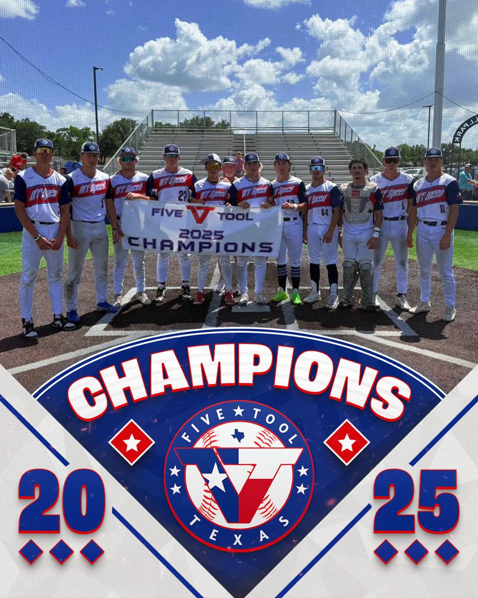 âFive Tool Texasâ (@fivetooltexas) on Twitter photo đCHAMPIONSđ
Congrats to <a href="/OFFSPEEDATH/">OFF-SPEED ATHLETICS</a> 2025 on winning the 17/18U Blue Division of the <a href="/FiveTool/">Five Tool Baseball</a> Texas DFW Showdown Satellite Series!
#WatchEm đCHAMPIONSđ
Congrats to <a href="/OFFSPEEDATH/">OFF-SPEED ATHLETICS</a> 2025 on winning the 17/18U Blue Division of the <a href="/FiveTool/">Five Tool Baseball</a> Texas DFW Showdown Satellite Series!
#WatchEm