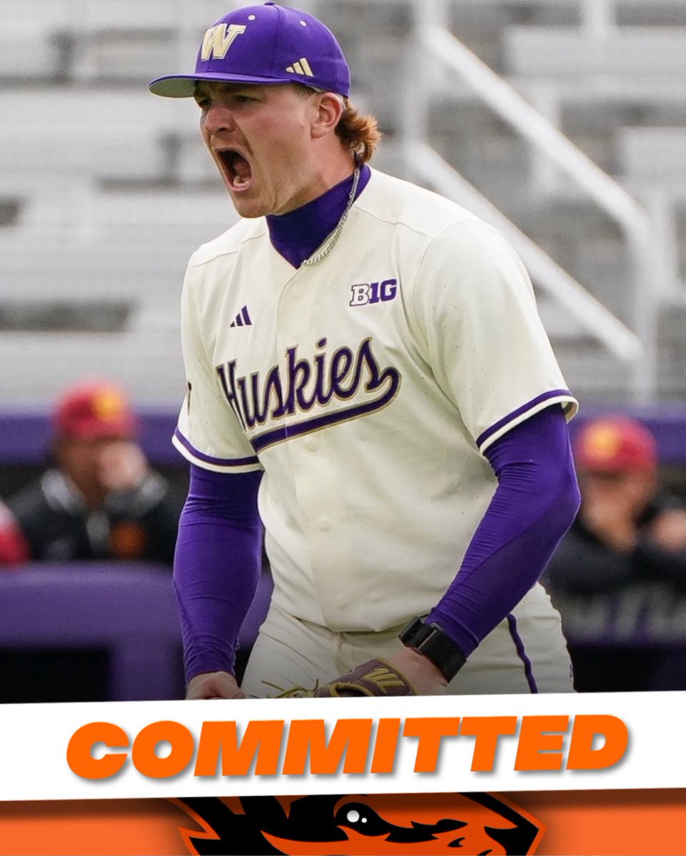 🦫🔒

Oregon state has landed former Washington Relief pitcher Isaac Yeager!! The former B1G TEN all first teamer is a key addition for the bullpen as this past season he held a  4-1 record while striking out 57 batters in 47, and had 7 saves while holding an ERA of 3.78.