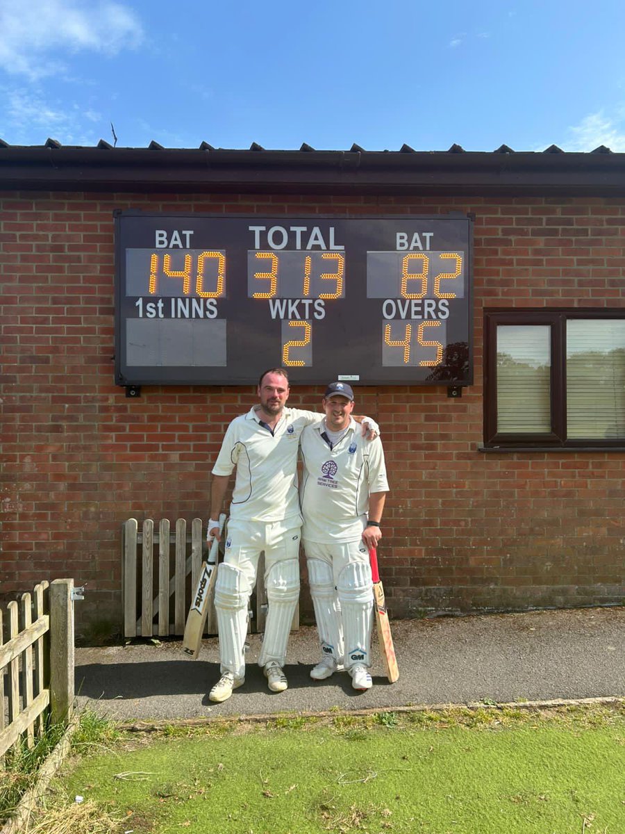 Congratulations to Mark Williamson and Wayne Good who set a new club record partnership of 233* on Saturday. 
Mark scored 140* and also took 5-22. The last AH player to score a century and take 5 wickets in the same game was Gerry Chapman back in 1973! Well done both 🙌
