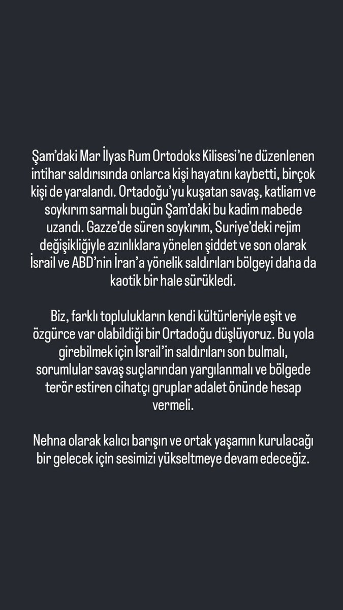 Nehna olarak kalıcı barışın ve ortak yaşamın kurulacağı bir gelecek için sesimizi yükseltmeye devam edeceğiz.