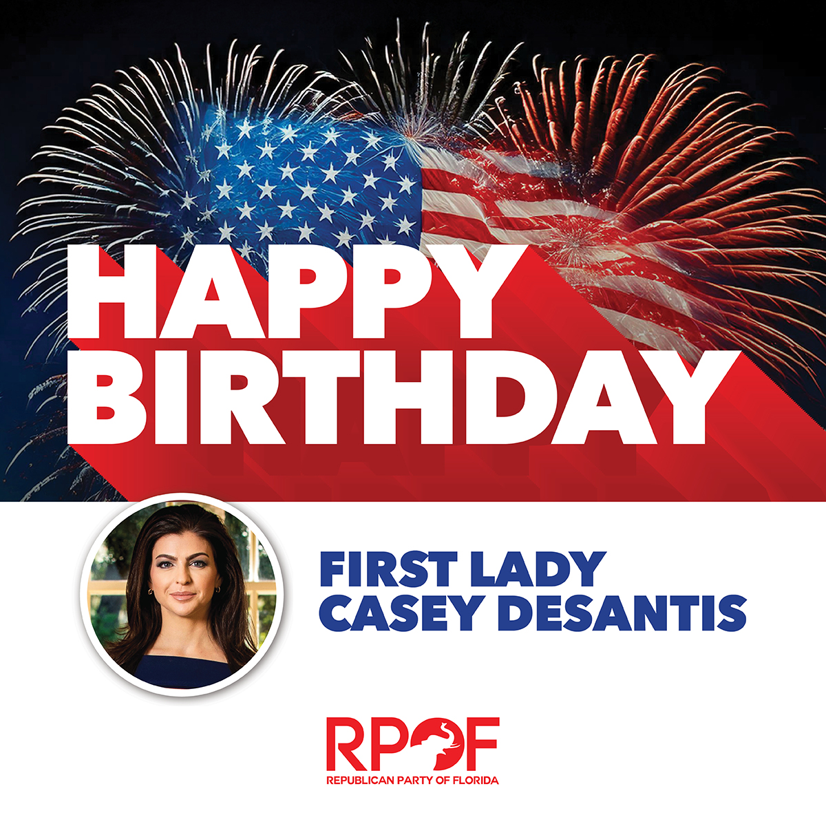 Florida GOP (@floridagop) on Twitter photo Happy Birthday to our wonderful First Lady, <a href="/CaseyDeSantis/">Casey DeSantis</a> ! Thank you for your dedication to our great state and the people of Florida. Happy Birthday to our wonderful First Lady, <a href="/CaseyDeSantis/">Casey DeSantis</a> ! Thank you for your dedication to our great state and the people of Florida.