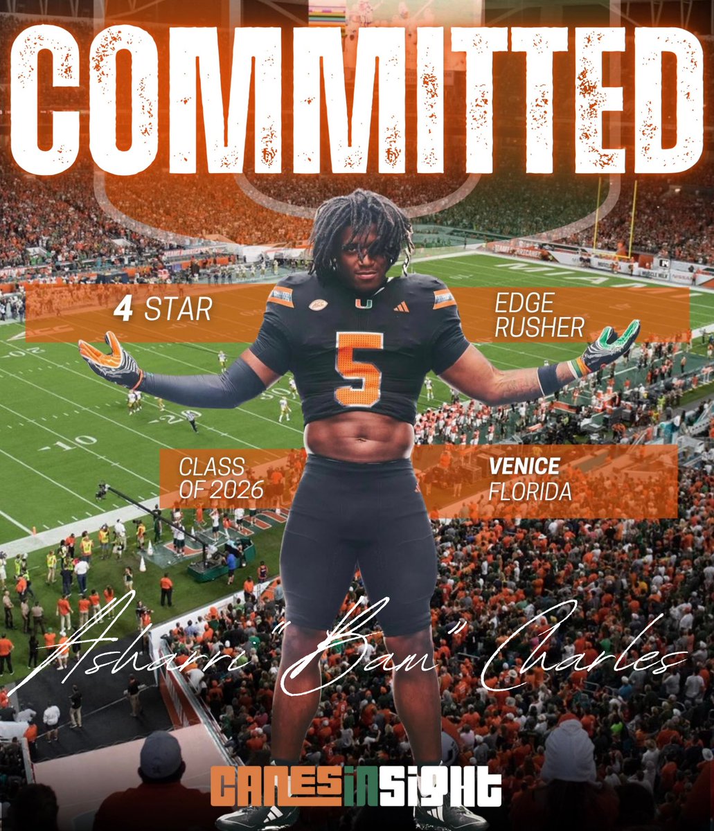 BREAKING: Miami picks up commitment from 4-star EDGE Asharri Charles! Huge get for Canes class