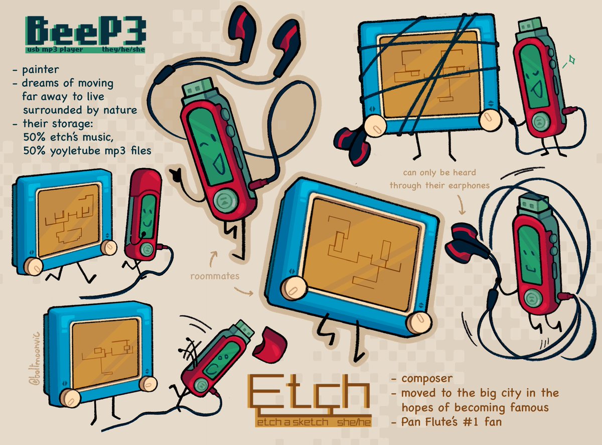 boltmoonvic's tweet image. Meet my object OCs, BeeP3 and Etch ! 🎨🎵
#objectoc #osc