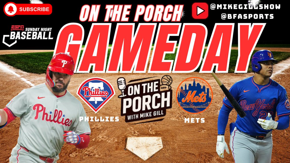 Mike Gill (@mikegillshow) on Twitter photo We go live on YouTube and X platform at 7pm....
#SundayNightBaseball #Phillies vs #Mets
#RingTheBell | #LGM
<a href="/BFAlivestream/">BFA Live Sports π₯βΎοΈππβ½οΈπ₯</a> <a href="/nearnshawradio/">Nick Earnshaw</a> We go live on YouTube and X platform at 7pm....
#SundayNightBaseball #Phillies vs #Mets
#RingTheBell | #LGM
<a href="/BFAlivestream/">BFA Live Sports π₯βΎοΈππβ½οΈπ₯</a> <a href="/nearnshawradio/">Nick Earnshaw</a>