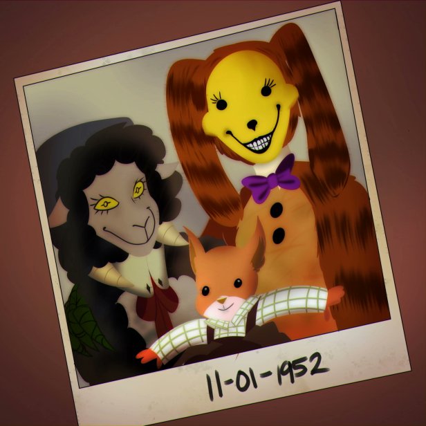 TheGlitchingE's tweet image. A photo was found hidden in the Waterman house. It was the only one dated past Halloween.
Who's the kid? And why do the Waterman smiles appear... genuine?
Artwork by @RavenouScorpian.
#WitchSheep #PumpkinRabbit #LorenzoWaterman #Rachelwaterman #OC #TheWaltenFiles
