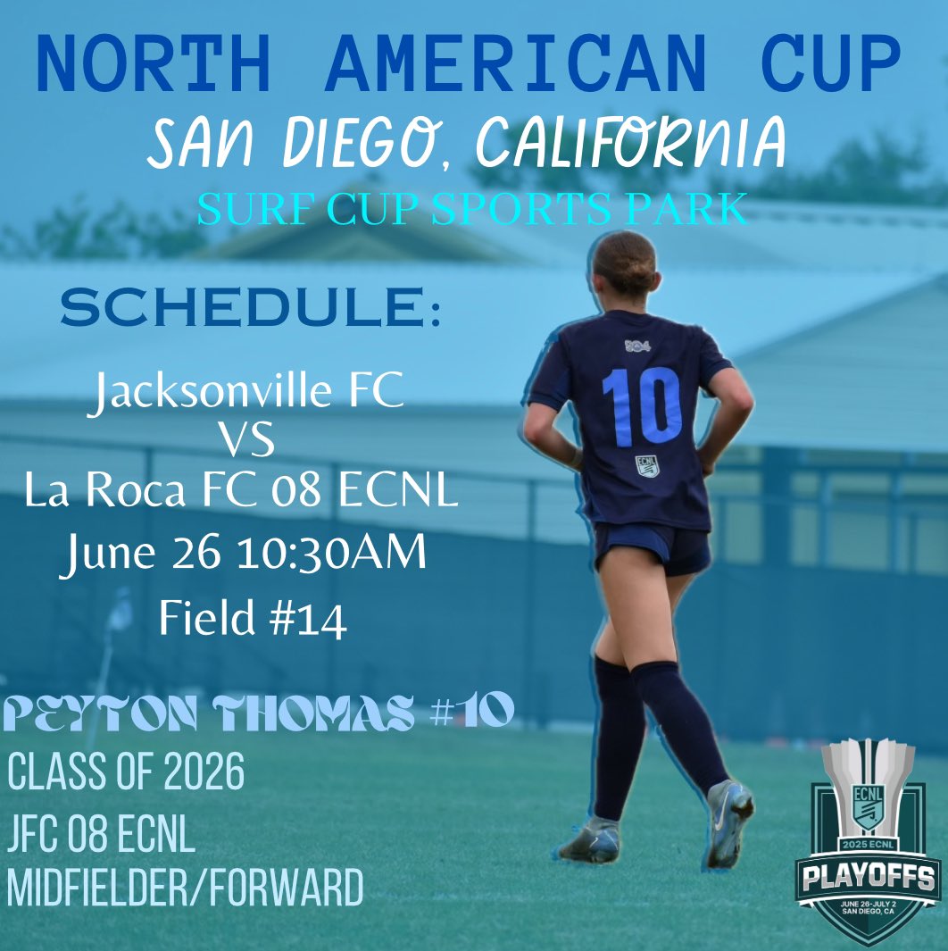 Peyton Thomas 2026 (@peytont08) on Twitter photo 3 days tills ECNL Playoffs. So excited to play, can’t wait!!
<a href="/ECNLgirls/">ECNL Girls</a> <a href="/ECNLSoutheast/">ECNL Southeast Girls</a> <a href="/jacksonville_fc/">Jacksonville FC</a> <a href="/ImYouthSoccer/">ECNL/GA/Recruiting/College Soccer</a> <a href="/TopDrawerSoccer/">TopDrawerSoccer</a> 3 days tills ECNL Playoffs. So excited to play, can’t wait!!
<a href="/ECNLgirls/">ECNL Girls</a> <a href="/ECNLSoutheast/">ECNL Southeast Girls</a> <a href="/jacksonville_fc/">Jacksonville FC</a> <a href="/ImYouthSoccer/">ECNL/GA/Recruiting/College Soccer</a> <a href="/TopDrawerSoccer/">TopDrawerSoccer</a>