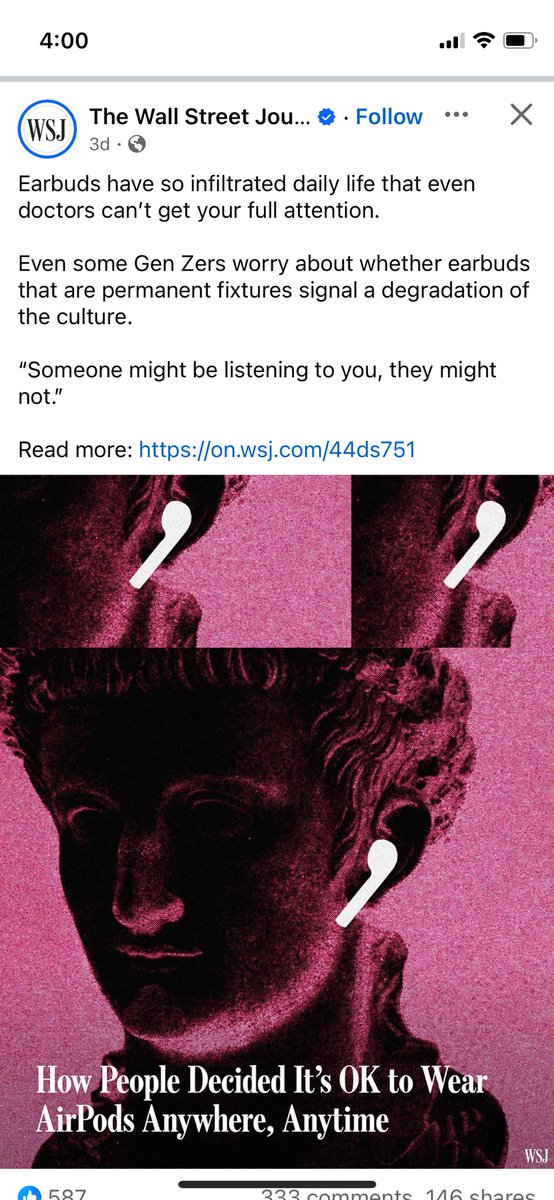 Not a prude about culture shifts, but I fully endorse pushing back on constant earbud use