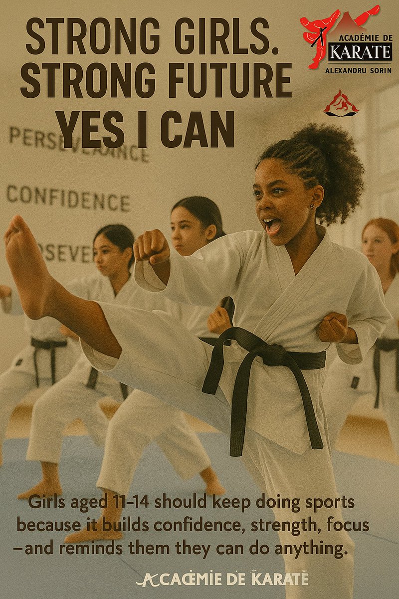 Let’s keep our girls strong, confident, and active.
Between ages 11 and 14, many girls quit sports… but this is when they need it the most.

Karate helps them:
✅ build real self-confidence
✅ stay active and healthy
✅ manage stress and emotions
✅ make friends in a supportive