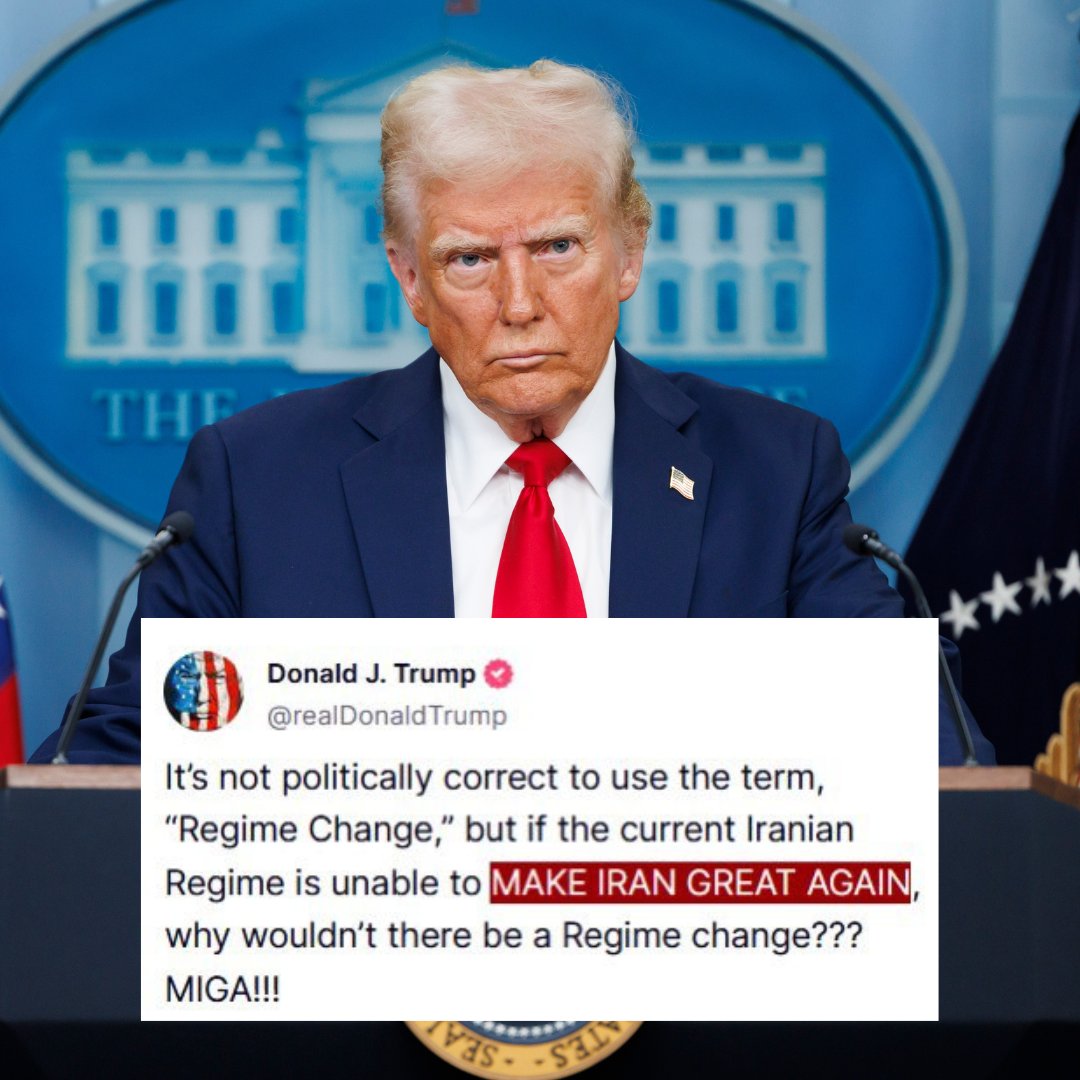 BREAKING: President Trump just said it — if Iran’s terror regime can’t MAKE IRAN GREAT AGAIN, then YES, it’s time for REGIME CHANGE. MIGA!