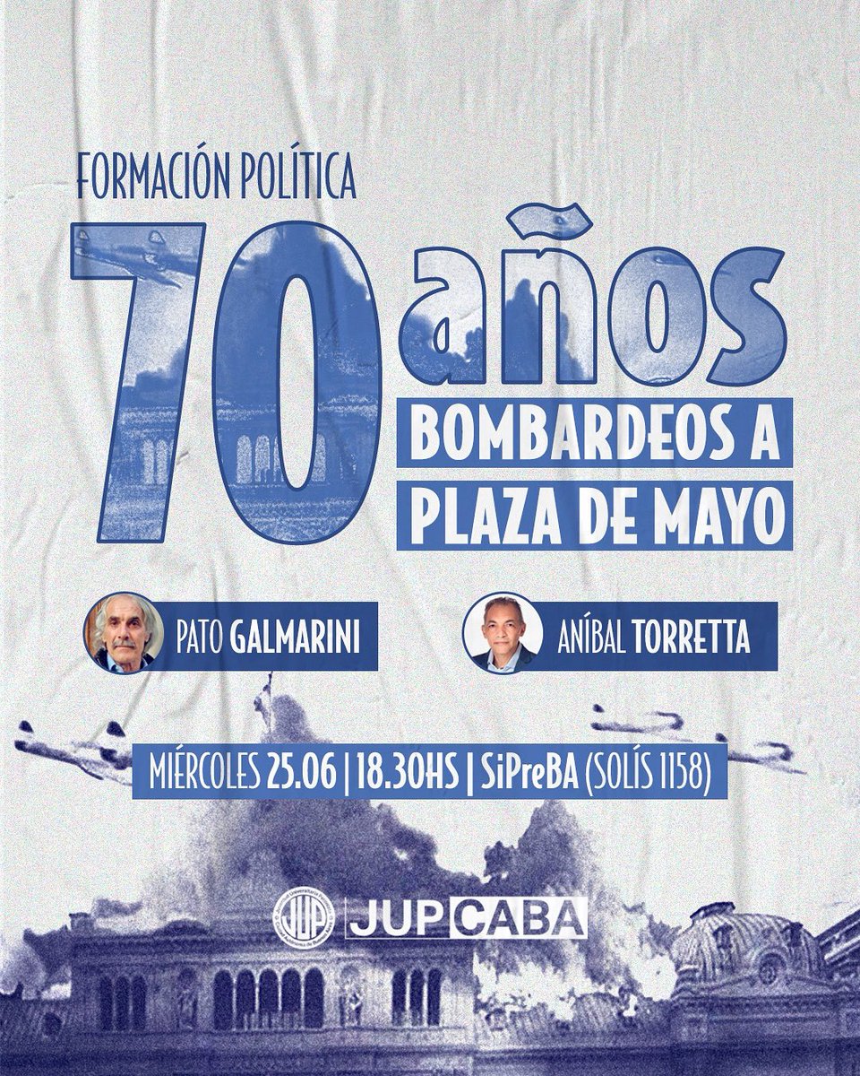 Nos encontramos este miércoles con el Pato Galmarini y Aníbal Torretta para discutir sobre el infame bombardeo a Plaza de Mayo. 

A 70 años, no nos han vencido.