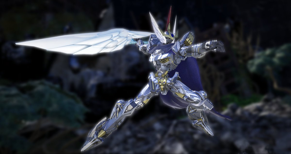 LockONis's tweet photo. #第三回平穏俺ガンコンテスト
沈雪の翼騎士 "アルゲニマ"

設定：最初で最後の〈男のヴァルキュリア〉

若くして戦場で命を落とした彼は、姉であるヴァルキュリアによってヴァルハラから魂を呼び戻された。
彼の魂は、銀色のヴァルキュリアの鎧と機械の骨格に宿された
#ガンダムブレイカー4 #ガンブレ4 https://t.co/A06wcjZAU3