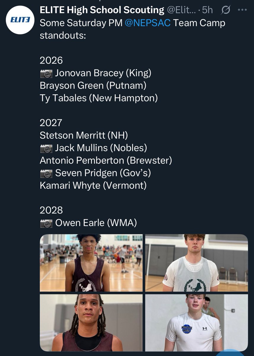 2027 G/F <a href="/jackmullins04/">Jack Mullins</a> had a monster stretch this weekend <a href="/NEPSAC/">NEPSAC ®</a> boys showcase. He averaged 19ppg and 7 boards over a 3 game span. The 6’7 swingman has recently heard from Quinnipiac as his stock should continue to rise this summer.