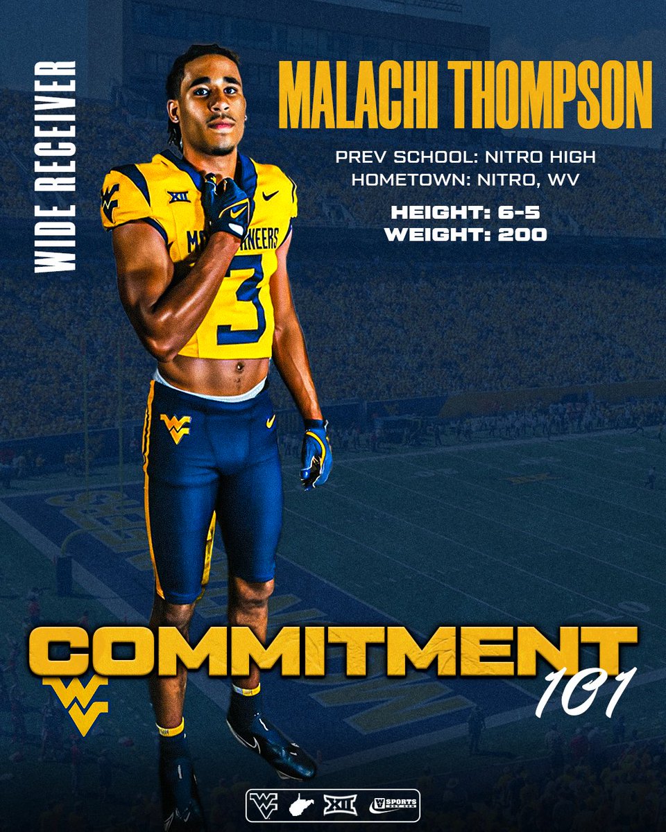 Breaking down everything you need to know about the #WVU commitment of 2026 in-state WR Malachi Thompson. #HailWV

Commit 101 👉 gowvu.us/hos