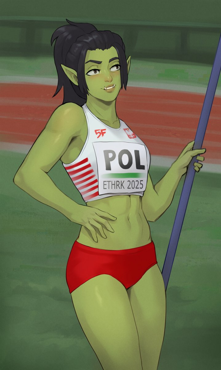 My previous post with polish athlete didn't go down too well so what about orc girl in polish athlete uniform?