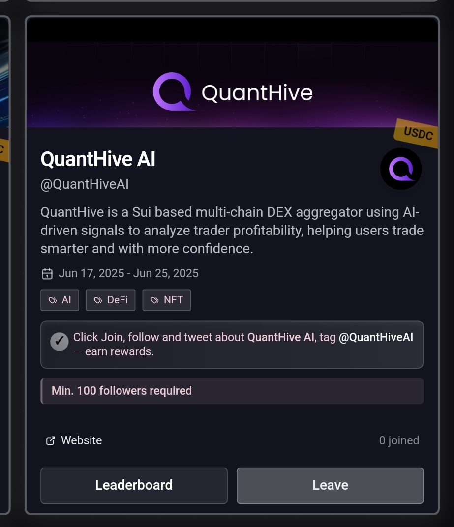 jibrinhabi7158's tweet image. 📈 Don’t just trade—trade with intel.
@QuantHiveAI uses AI to scan trader behavior &amp;amp; give you the edge.

Live on @GiveRep. Earn. Learn. Dominate.
#QuantHiveAI #GiveRep #DeFi #CryptoAI