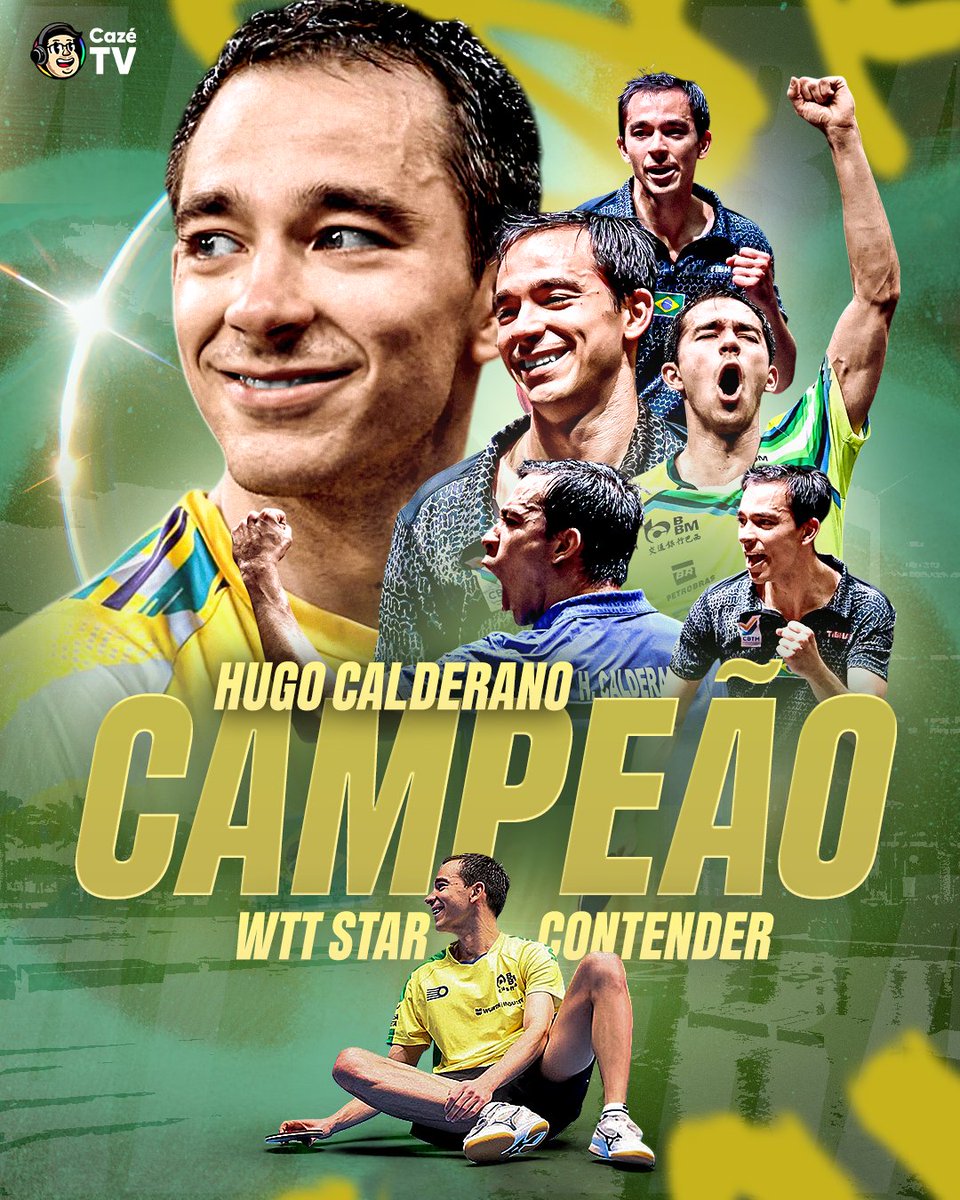 CazeTVOficial's tweet photo. IMPARÁVEL. HUGO CALDERANO É CAMPEÃO DO WT STAR!!! A REVANCHE DOS JOGOS OLÍMPICOS DEMOROU, MAS VEIO!!! 🏆🏆🏆🏆🏆🏆🏆🏆

VOCÊ É UM GÊNIO, HUGO CALDERANO! 🇧🇷🇧🇷🇧🇷🇧🇷🇧🇷🇧🇷

#DestinoOlímpico #EsportesOlímpicos #TênisDeMesa #HugoCalderano https://t.co/IngWq81YND