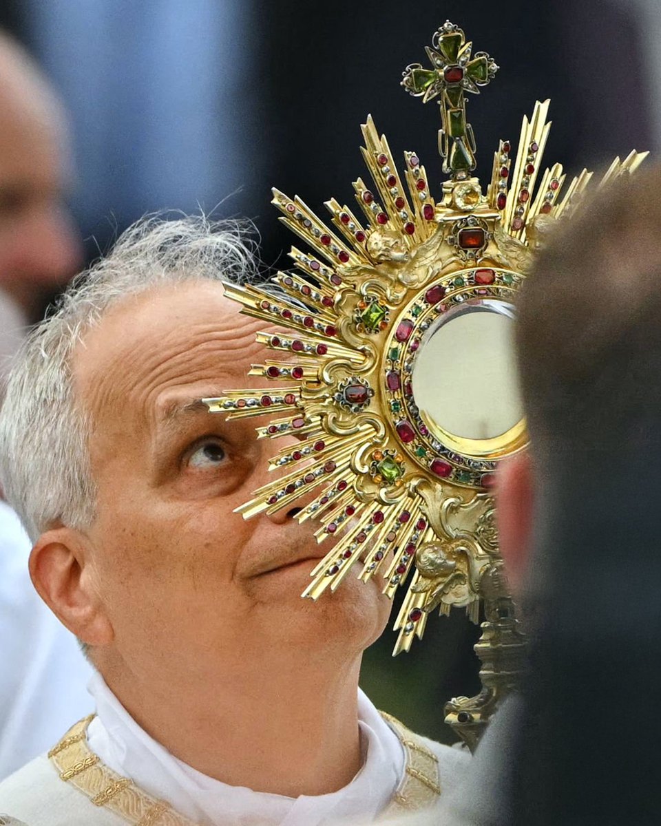 Pope Leo XIV looking up at Jesus