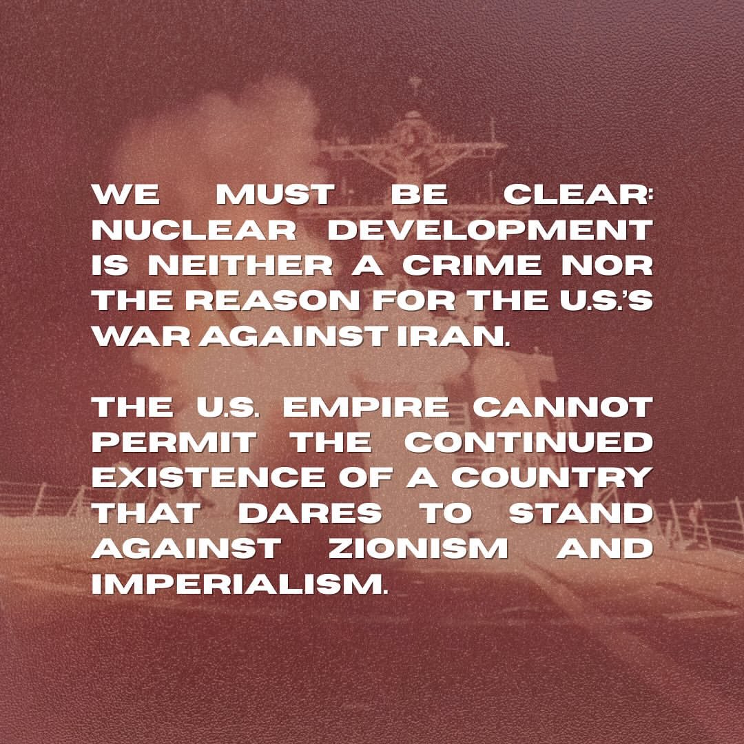 ‼️The organization founded by NYC mayoral candidate Zohran Mamdani, National Students for Justice in Palestine has just released an extreme statement on the bombing of Iranian nuclear sites. 
They call for the end of America, defend Iran’s “right” to nuclear weapons, and accuse