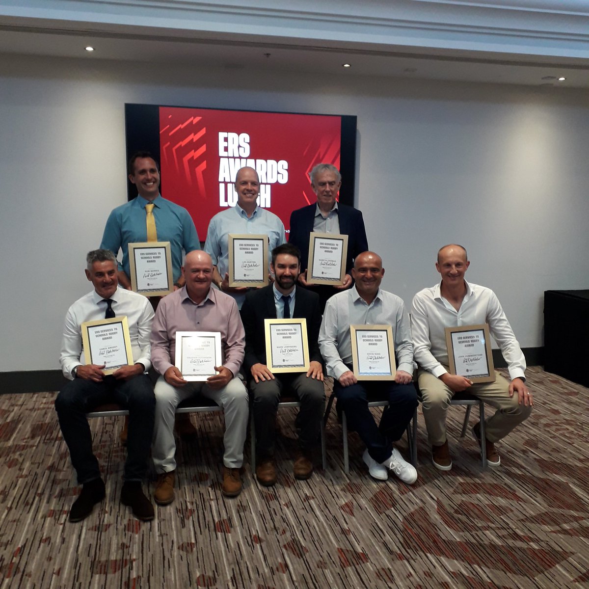 Congrats to 2 awesome PE teachers, Mr Morris, backrow on left &amp; Mr Lerpiniere, centre of front row both from D &amp; W Schools, who received, thoroughly deserved, England Rugby Schools  - Services to Schools Rugby Award, at Awards lunch yesterday at Twickenham.