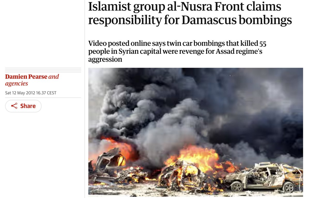 Looking at depraved people on pro-Jolani telegram channels celebrating the suicide bombing of a Greek Orthodox church in Damascus today serves as a reminder that Jolani's former al-Qaeda affiliate often used suicide bombers in attacks that killed civilians.