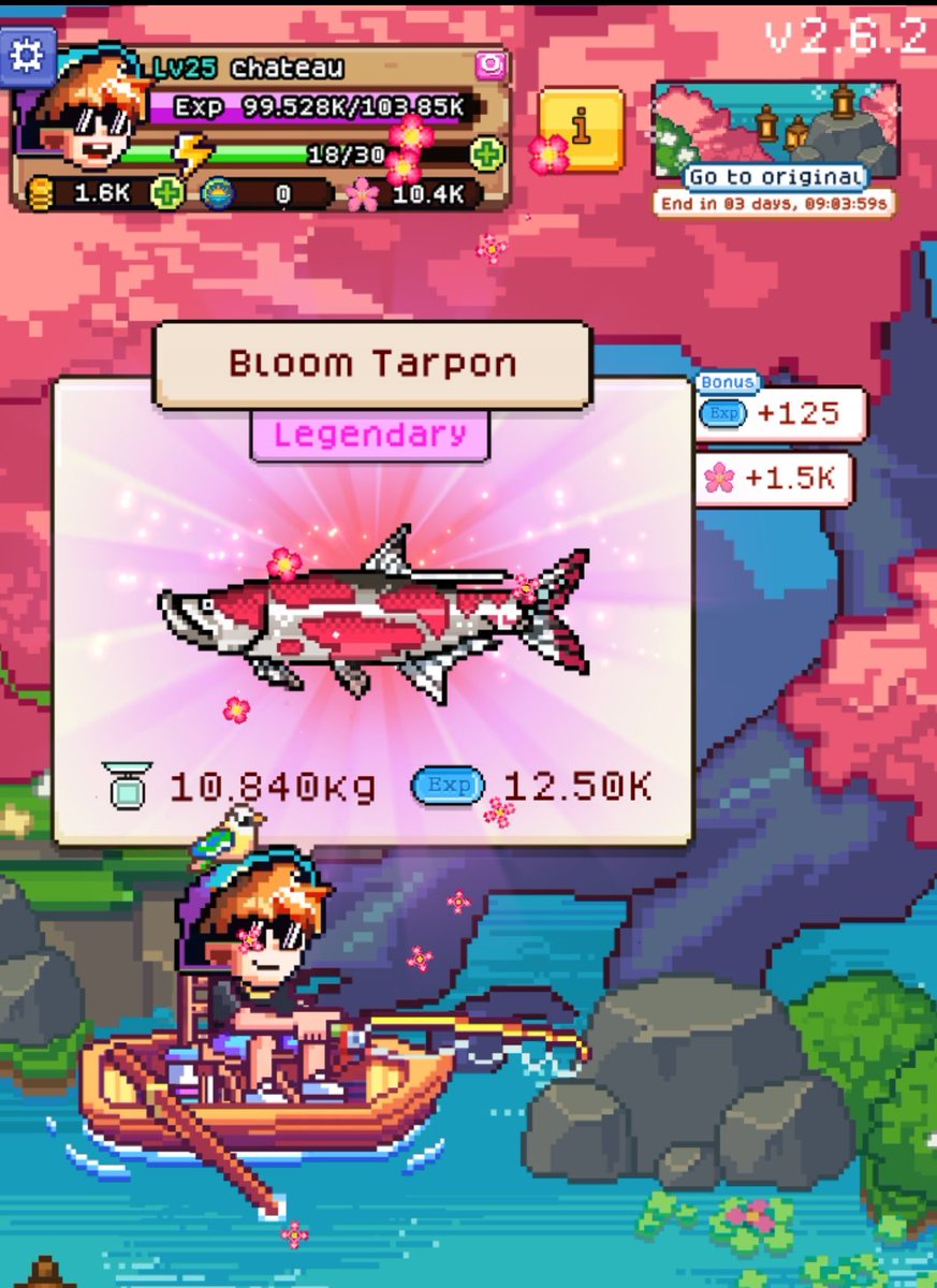 kimisheii's tweet photo. 🎣 Just caught a Legendary Bloom Tarpon weighing 10.84kg! 🌸
Fishing Frenzy never fails to surprise me! 💥
Join me https://t.co/Zrupl1tu5a

#FishingFrenzy #PixelFishing #LegendaryCatch #BloomEvent #MobileGame #PixelArt #GamingMoments https://t.co/kAWtYjwzVS