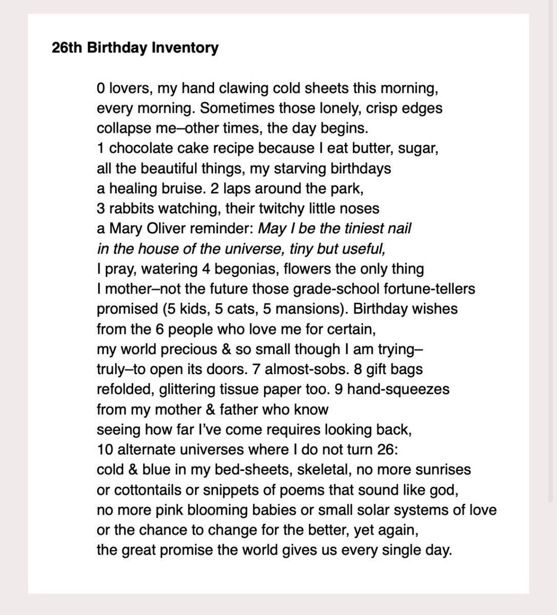 megannn_lynne's tweet photo. Today, I am 26 years old. I wrote a poem about it. Thank you to @SybilJournal for publishing. ❤️ https://t.co/zuPko0O2IU