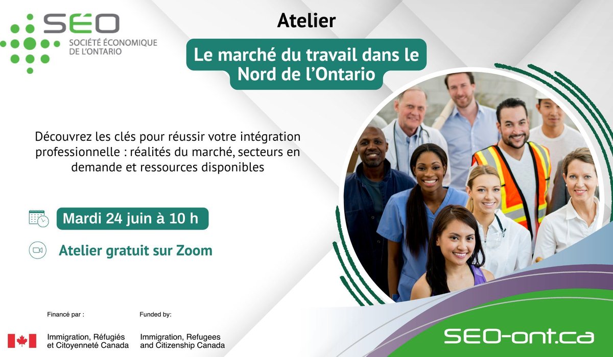 📢 Atelier virtuel : Marché du travail dans le Nord de l’Ontario

Découvrez les secteurs en demande, les tendances et les ressources pour réussir votre intégration professionnelle.

📅 24 juin 2025 |🕙 10h
Inscription gratuite 👉 buff.ly/nBU4kNu

#SociétéÉconomiqueOntario