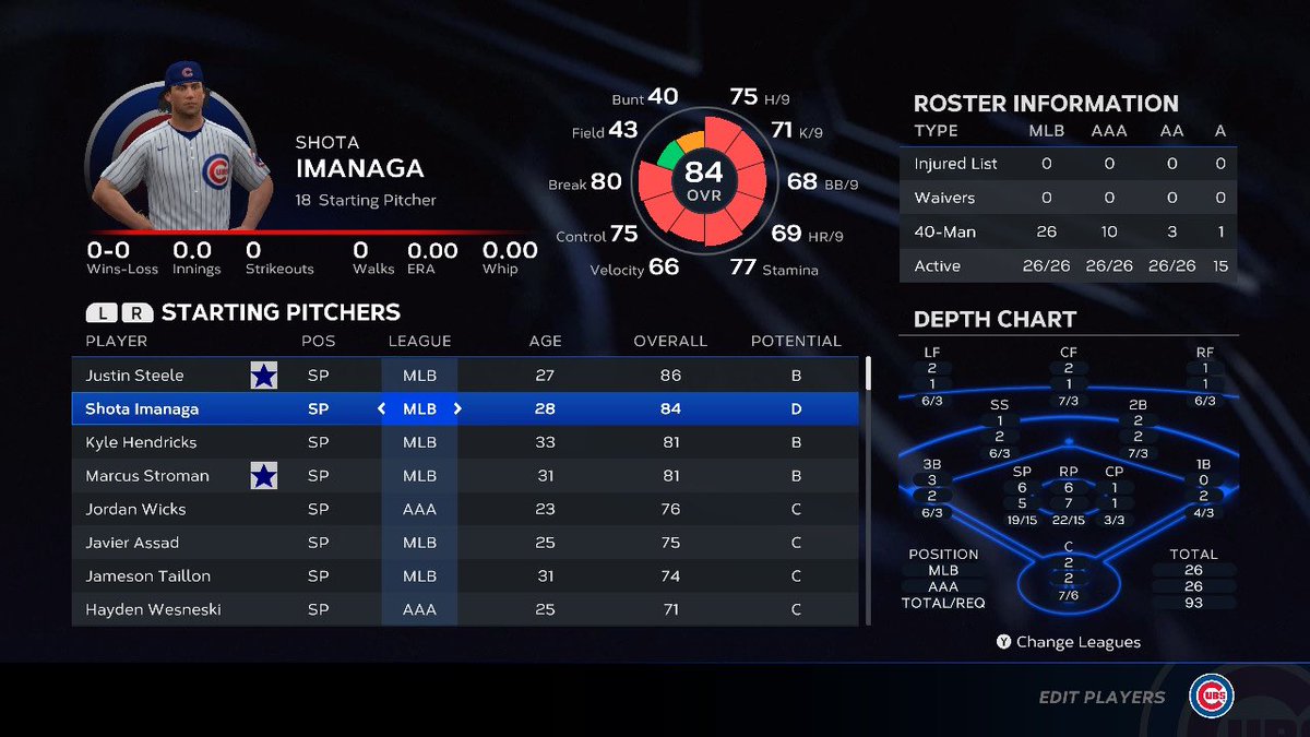 baroshun's tweet photo. 今永0から作った!顔はまだ直しますがフォームとケツは完璧👌#MLBTheShow23 https://t.co/ehSjXkXnXR