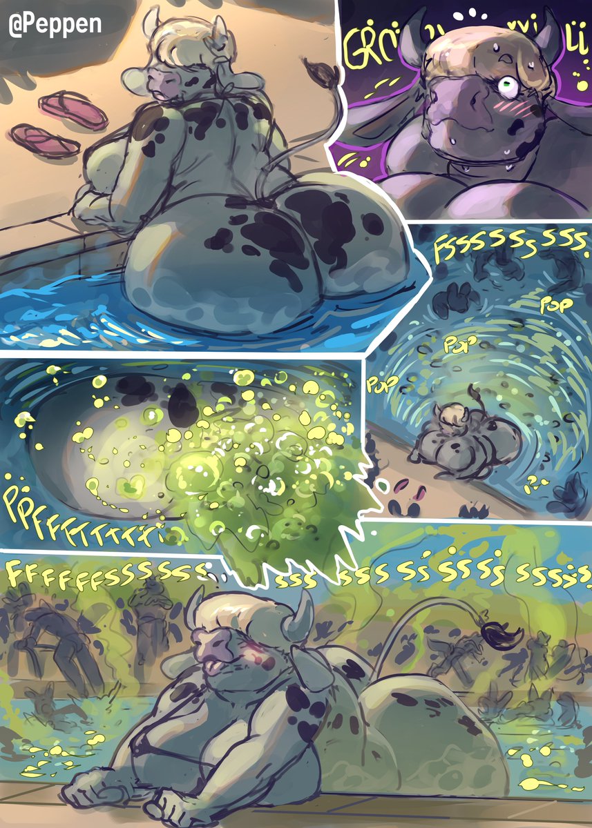 it sucks when you're just trying to chill at the pool and for some reason half the damn state has to be there with you.
luckily Lucille knows how to assert her private space, and make her own  little organic jacuzzi in the process. or at least her guts do.
art by <a href="/DrawsPeppen/">Peppen</a>