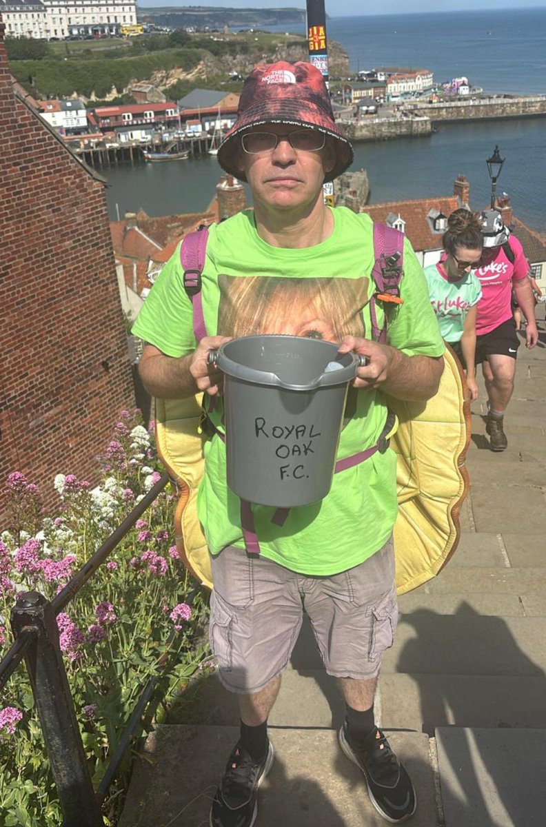 SteveBracknall's tweet photo. Club physio Bob the Bucket is currently leading a team on. a walk between Whitby & Scarborough in memory of his late wife Michelle. All money raised goes to St Luke's - Sheffield's Hospice

If you see him on your travels give him some support and lob them a few quid. 

The Royal Oak. Together as one 

You can donate here

https://t.co/6TKgooFB5z

Steve