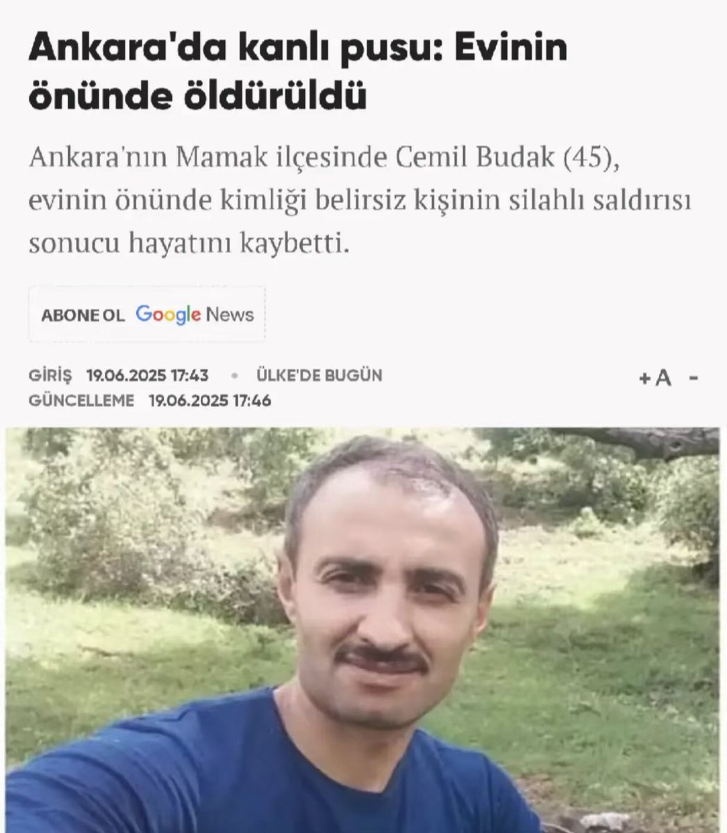 s3linaayy's tweet photo. Cemil Budak (45), Ankara/Mamak’ta evinin kapısının önünde vurularak katledildi. Kiralık katil olduğu öğrenilmiş gözaltına alınan bir kişinin. Kızı ise babasının adaletini sağlamak için uğraşıyor biz de ses olalım unutturmayalım, kim yaptırdıysa bulunsun.
#CemilBudakİçinAdalet https://t.co/sJjmPVsvN4
