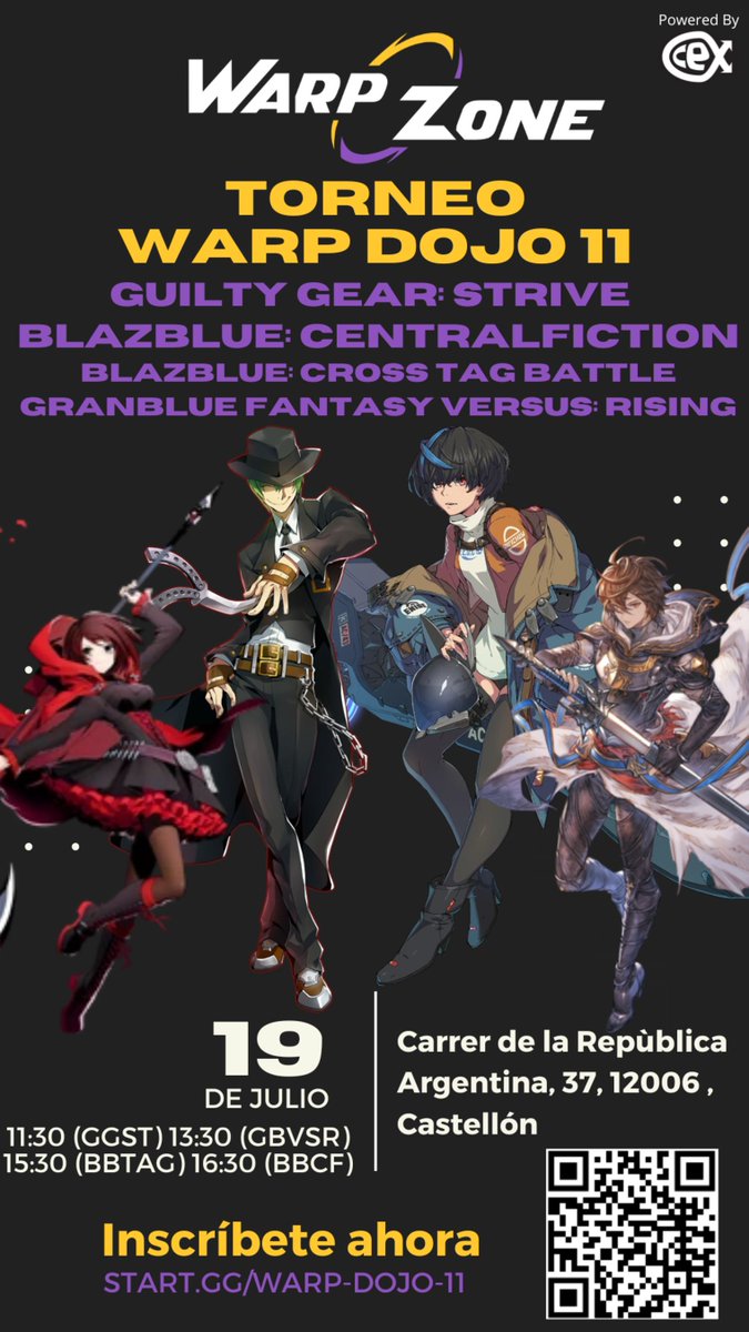 Volvemos con los anime fighters y esta vez con CUATRO (4) torneos, dos torneos principales (GGST y BBCF) y dos side events (GBVSR y BBTAG).

Además, en esta edición contamos con NOCTURNA con descuento si traes tu propio setup. 

⬇️Inscríbete ya ⬇️