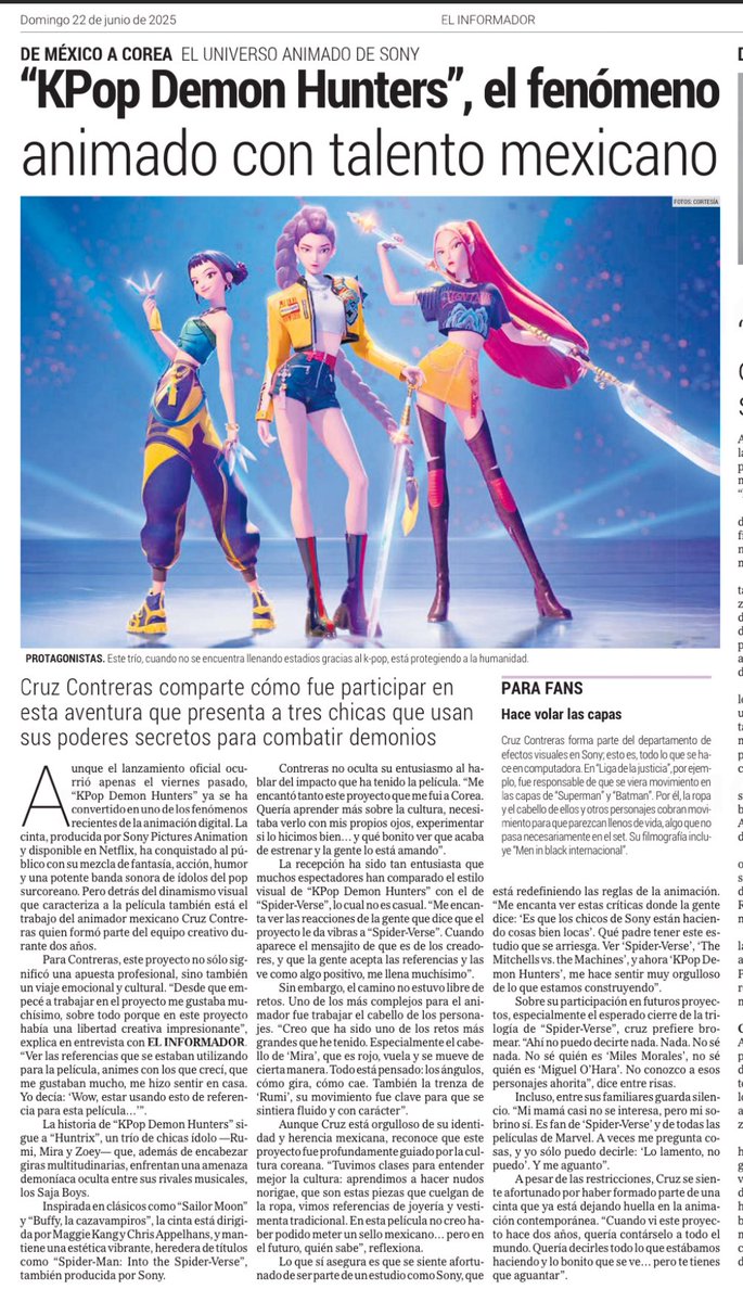 Pajaré. 🐦📸📝 (@elpajanavarro) on Twitter photo #KPOPDEMONHUNTERS conquista Netflix con música, demonios y el talento de <a href="/cruzencanada/">Cruz Contreras</a>
informador.mx/entretenimient… #KPOPDEMONHUNTERS conquista Netflix con música, demonios y el talento de <a href="/cruzencanada/">Cruz Contreras</a>
informador.mx/entretenimient…