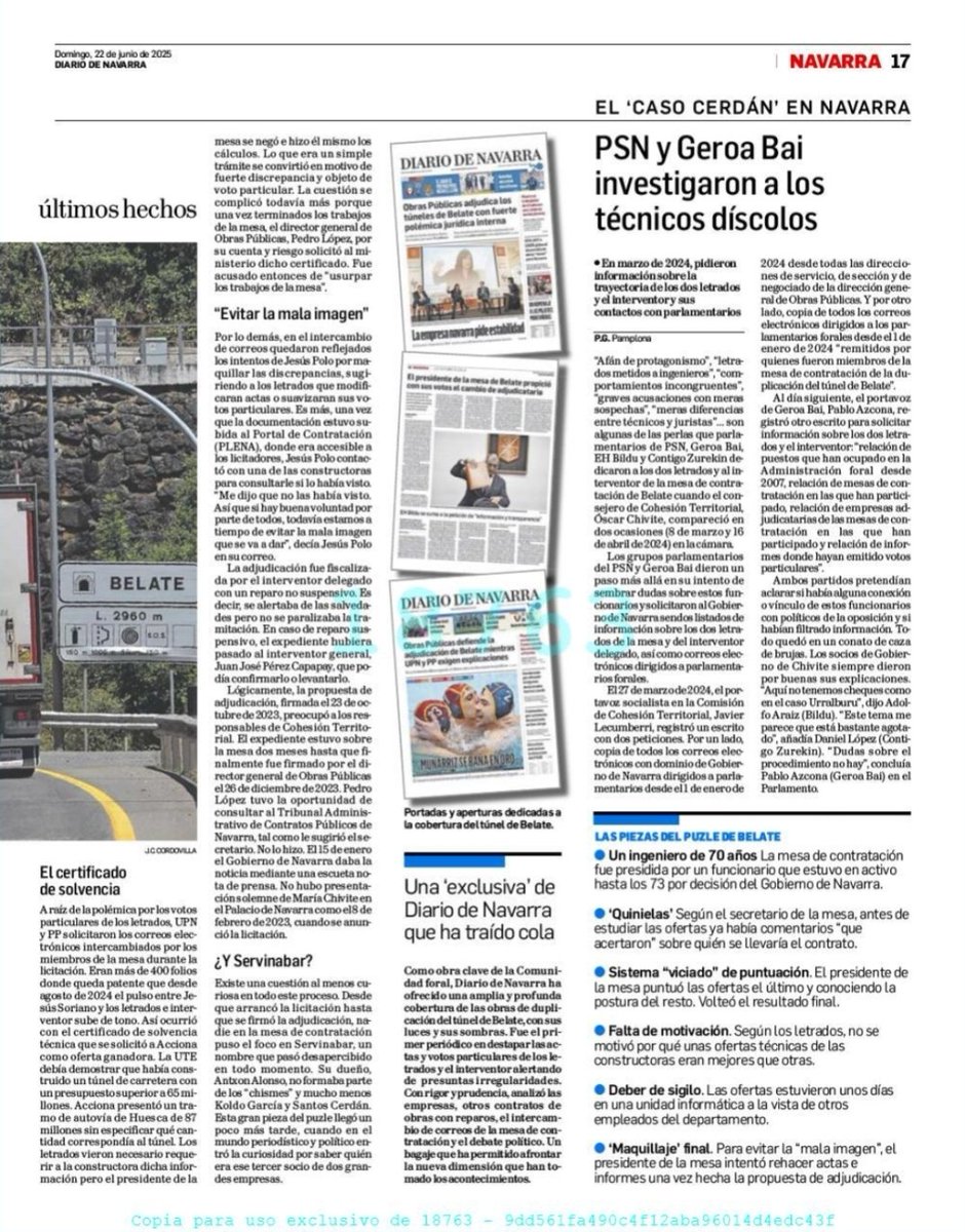 <a href="/DiariodeNavarra/">Diario de Navarra</a> fue el Medio que destapó desde el principio las irregularidades de la adjudicación de Belate. Con rigor, y datos.