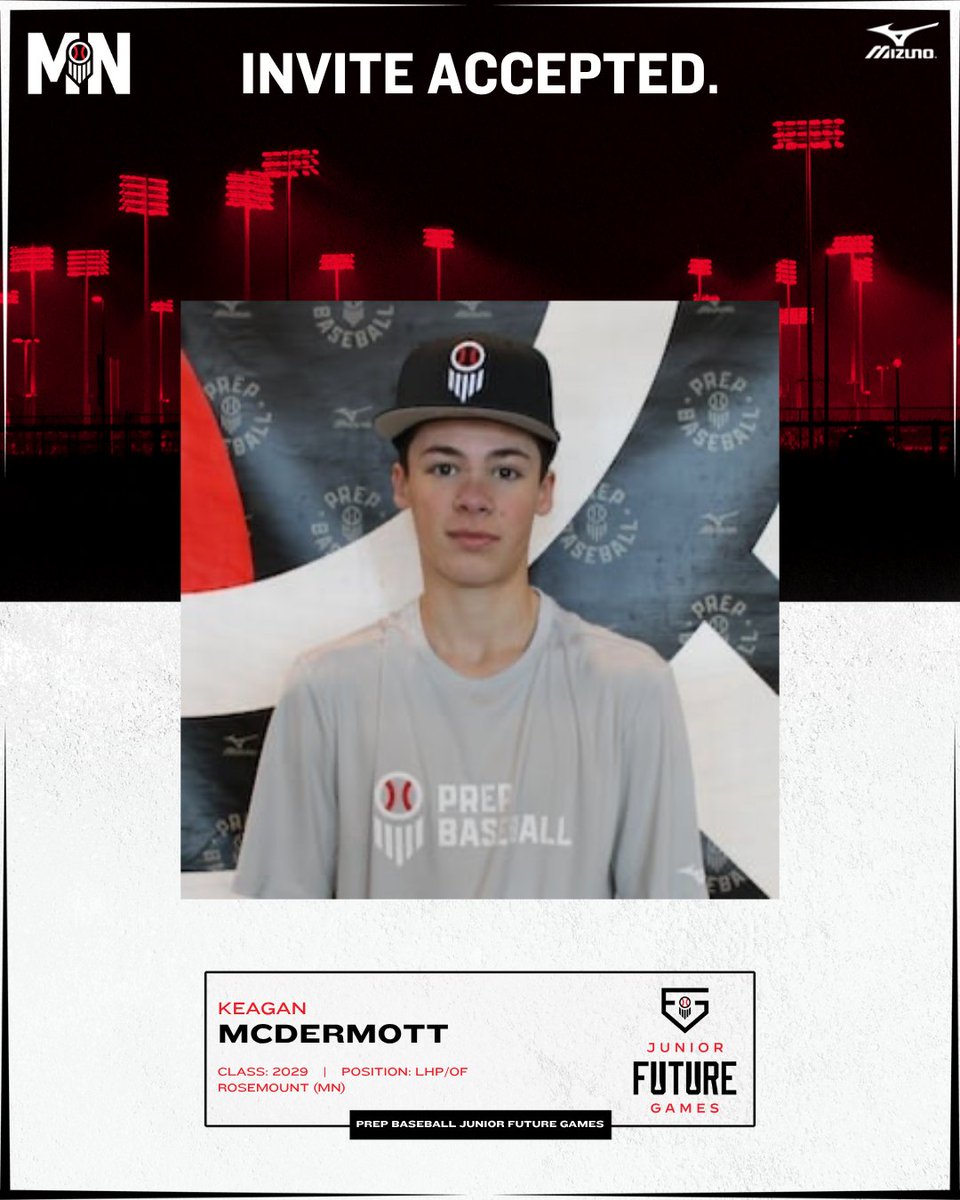 Prep Baseball Minnesota (@prepbaseballmn) on Twitter photo ๐๐๐๐๐๐๐ ๐๐ ๐๐๐ ๐๐๐๐๐ ๐
Rosemount's Keagan McDermott will be at <a href="/LakePointSports/">LakePoint Sports</a> representing #TeamMinnesotaใฝ๏ธ at the #PBJFG25.
Who's Next?!
๐ค loom.ly/9bXOrUg
@PrepBaseball | @TobyAnderson48 ๐๐๐๐๐๐๐ ๐๐ ๐๐๐ ๐๐๐๐๐ ๐
Rosemount's Keagan McDermott will be at <a href="/LakePointSports/">LakePoint Sports</a> representing #TeamMinnesotaใฝ๏ธ at the #PBJFG25.
Who's Next?!
๐ค loom.ly/9bXOrUg
@PrepBaseball | @TobyAnderson48