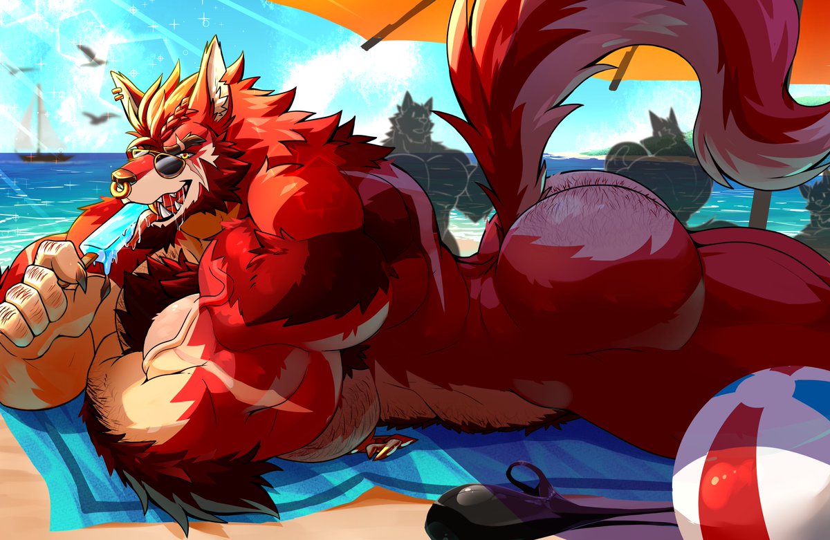 ☀️Sun's out, Buns out~🍑

Ren's out here having a nice relaxing day at the beach~ Although seems like he's attracting attention. Why not join him and maybe help apply some sunscreen on him~