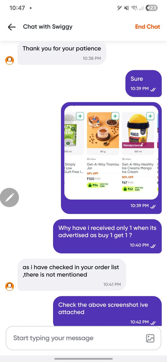 0Ed_win6's tweet photo. @SwiggyInstamart @Swiggy @SwiggyCares why am I not eligible to receive what was advertised on your app? https://t.co/8skUKhoaJj