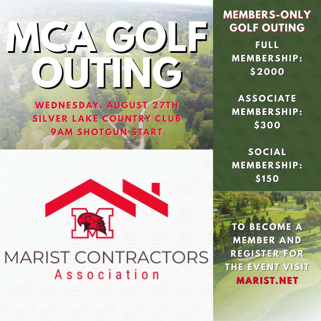 The Marist Contractors Association Alumni Golf Outing is coming up at the end of August.  If you haven't already, become a member now and register for the annual event! For registration information and to learn more about the event, click here: marist.net/marist-contrac…