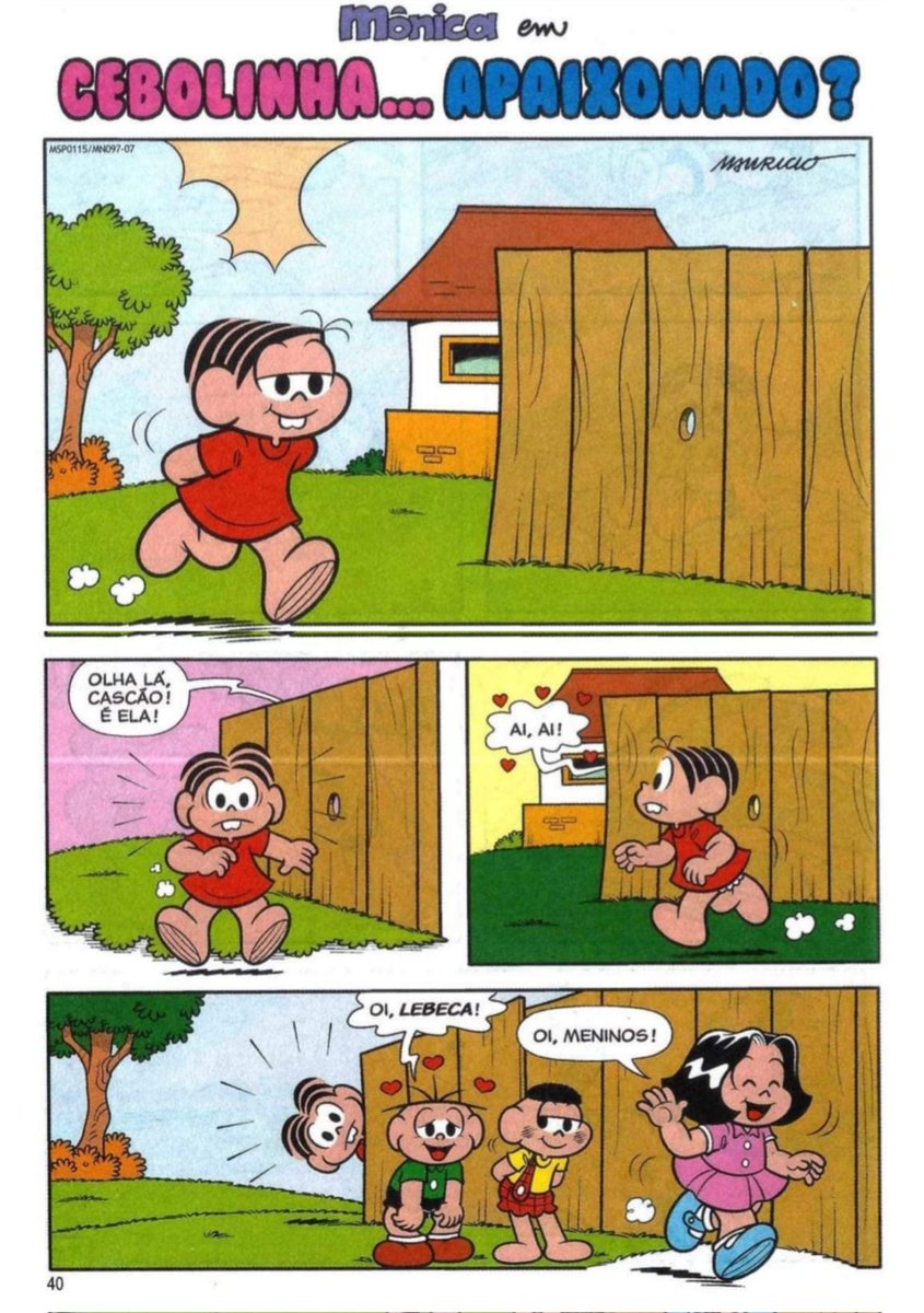 Eu amo essas histórias que mostram a mônica sentindo falta da perturbação do cebolinha kkkkk