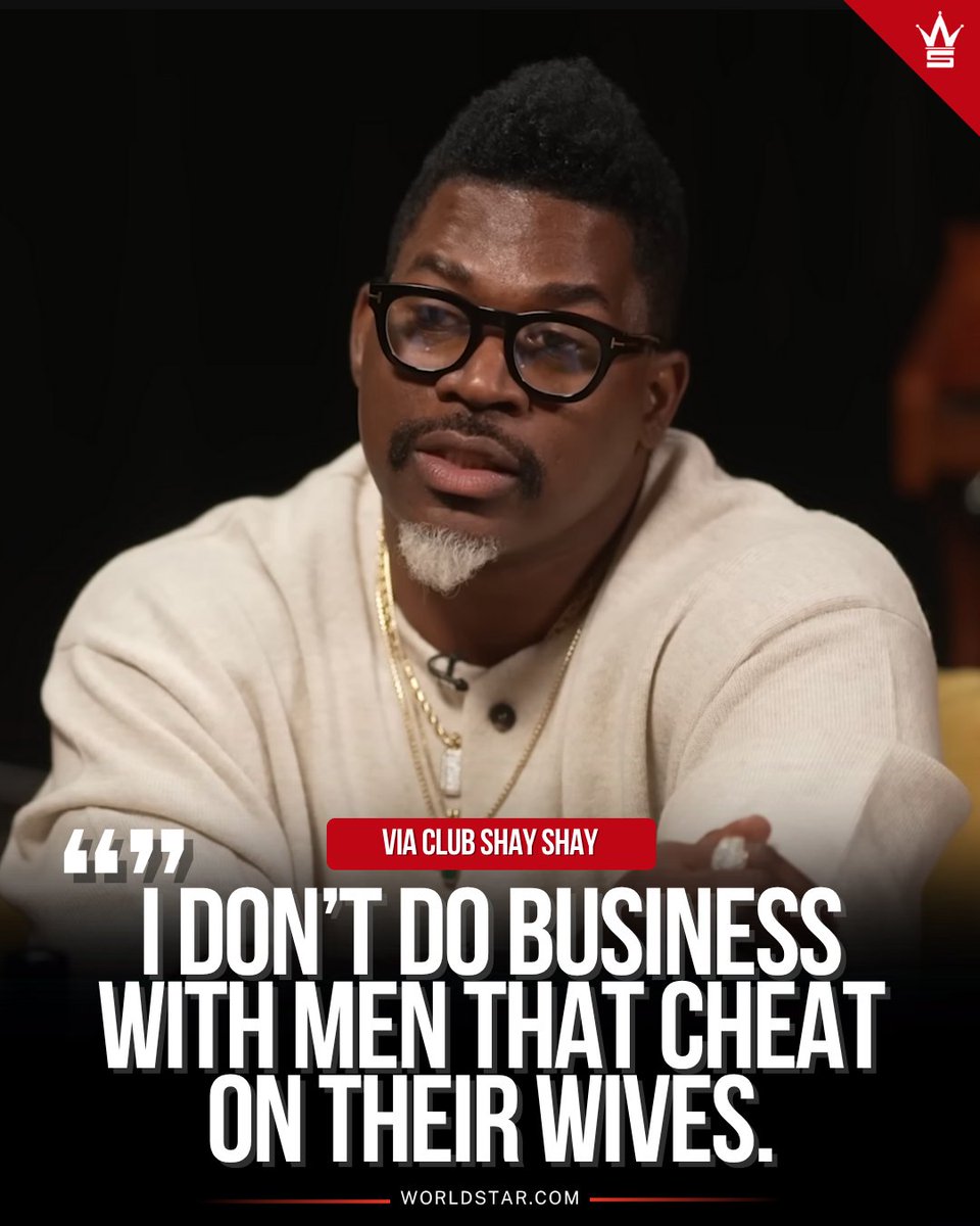 WORLDSTAR's tweet image. David Banner on Club Shay Shay: “I don’t do business with men that cheat on their wives.”

“My mentor taught me something… He said, ‘if the person that you sleep with can’t trust you, I damn sure can’t.”

Thoughts on this? 👇🤔