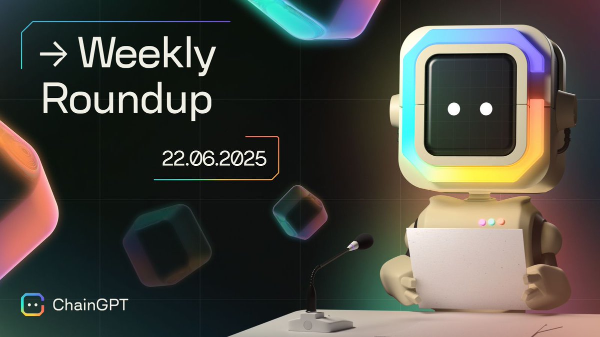 Happy Sunday! Welcome to the ChainGPT Weekly Roundup 🔥

We’ve had another exciting week across our ecosystem. We announced a new LLM integration <a href="/CertiK/">CertiK</a>, <a href="/ChainGPT_Pad/">ChainGPT Pad</a> has been on fire with their events, the $CGPT <a href="/drip_haus/">DRiP 💧</a> NFT claim began and much more!

Let’s dive in ⤵️