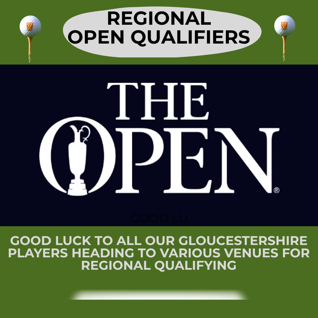 Glosgolf's tweet image. REGIONAL OPEN QUALIFYING - Good luck to all our Gloucesteshire Players heading to various locations on Monday 23rd June for Regional Qualifying for The Open.  Play well! ow.ly/NbC250Werjw
#Gloucestershire  #RegionalQualifying #OpenQualifying