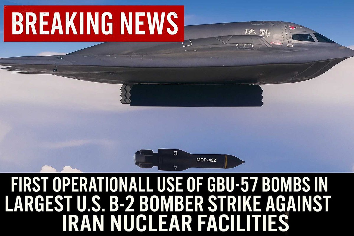 ArmyRecognition's tweet image. Breaking News: First Operational Use of #GBU57 #Bombs in Largest #US #B2 #Bomber #Strike Against #Iran #Nuclear Facilities.
armyrecognition.com/focus-analysis… @PeteHegseth @SecAFOfficial @OfficialCSAF @usairforce  @SECNAV @USNavy @USNavyCNO @SecDef @nytimes @WSJ @washingtonpost @USATODAY