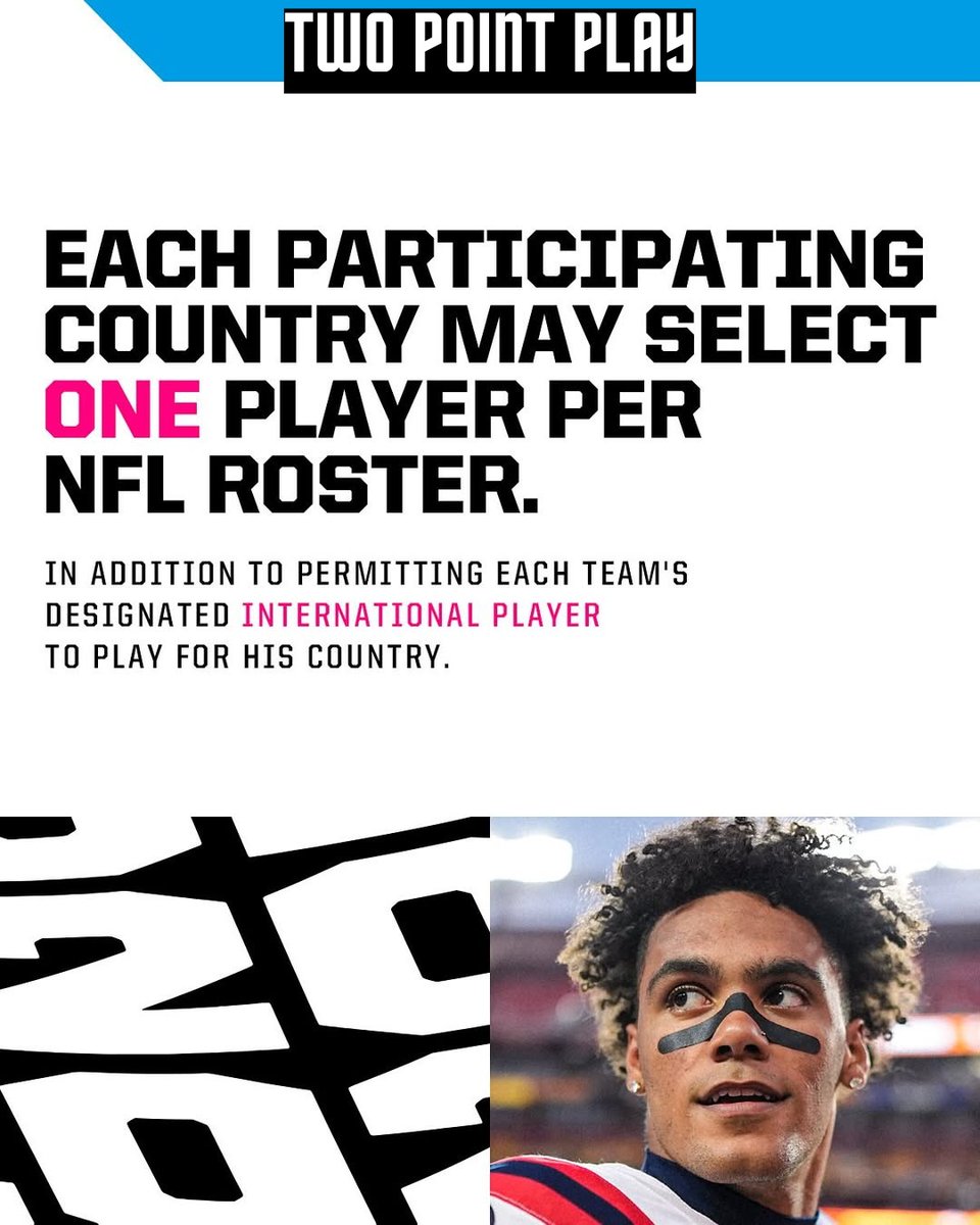 twopointplay's tweet photo. 🌍 1 country. 1 player. Big impact.
The NFL’s global reach just got personal. Who would you draft for your nation? 🏈

#NFLGlobal #GridironWorld #OnePlayerRule #TwoPointPlay #NFL2025 #FootballNation https://t.co/feYAgiZC8d
