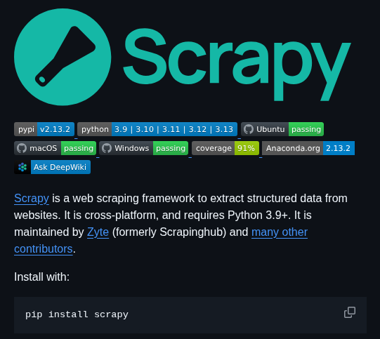 tom_doerr's tweet image. Python framework for web crawling and scraping with customizable spiders