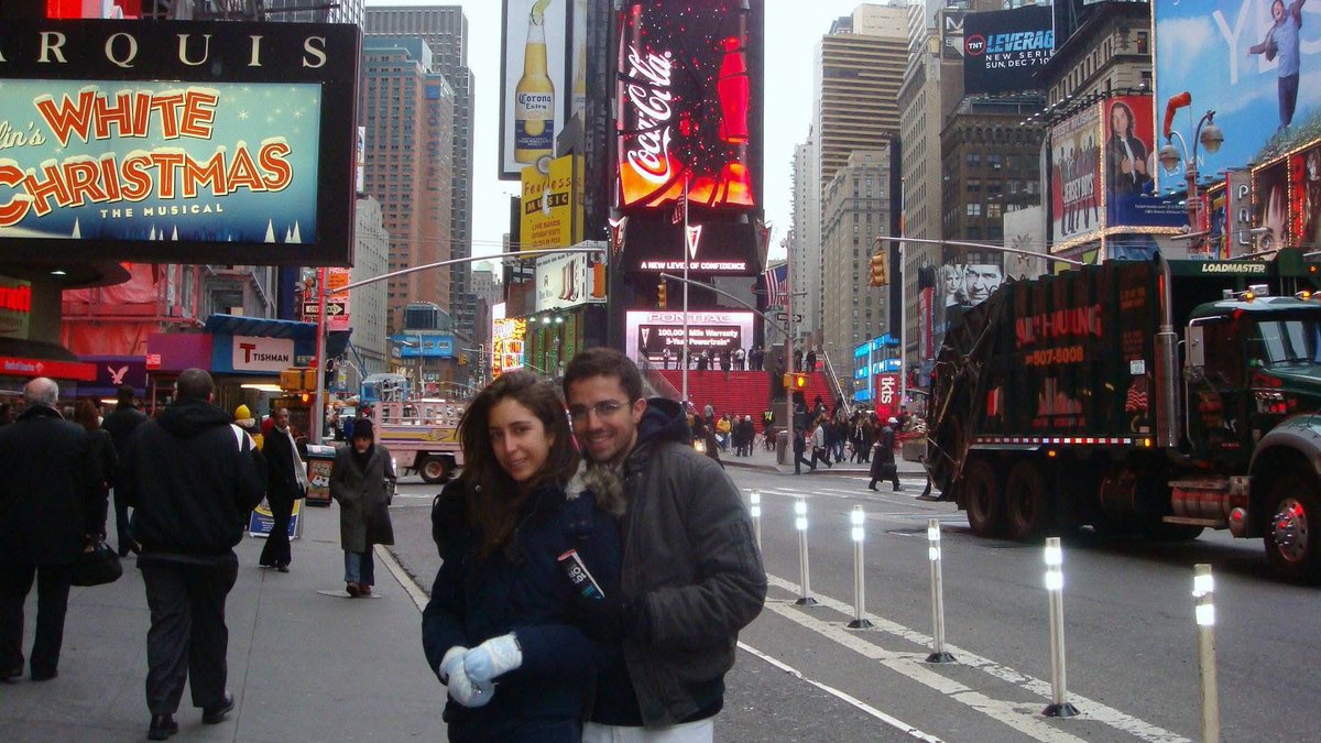 This popped up on Facebook memories. 15 years ago, my sister &amp; I stood in Times Square while my mom snapped a moment in time. It has been years, but we text each other all the time. Life is fleeting, I love her &amp; I am proud of her for becoming a family medicine specialist in