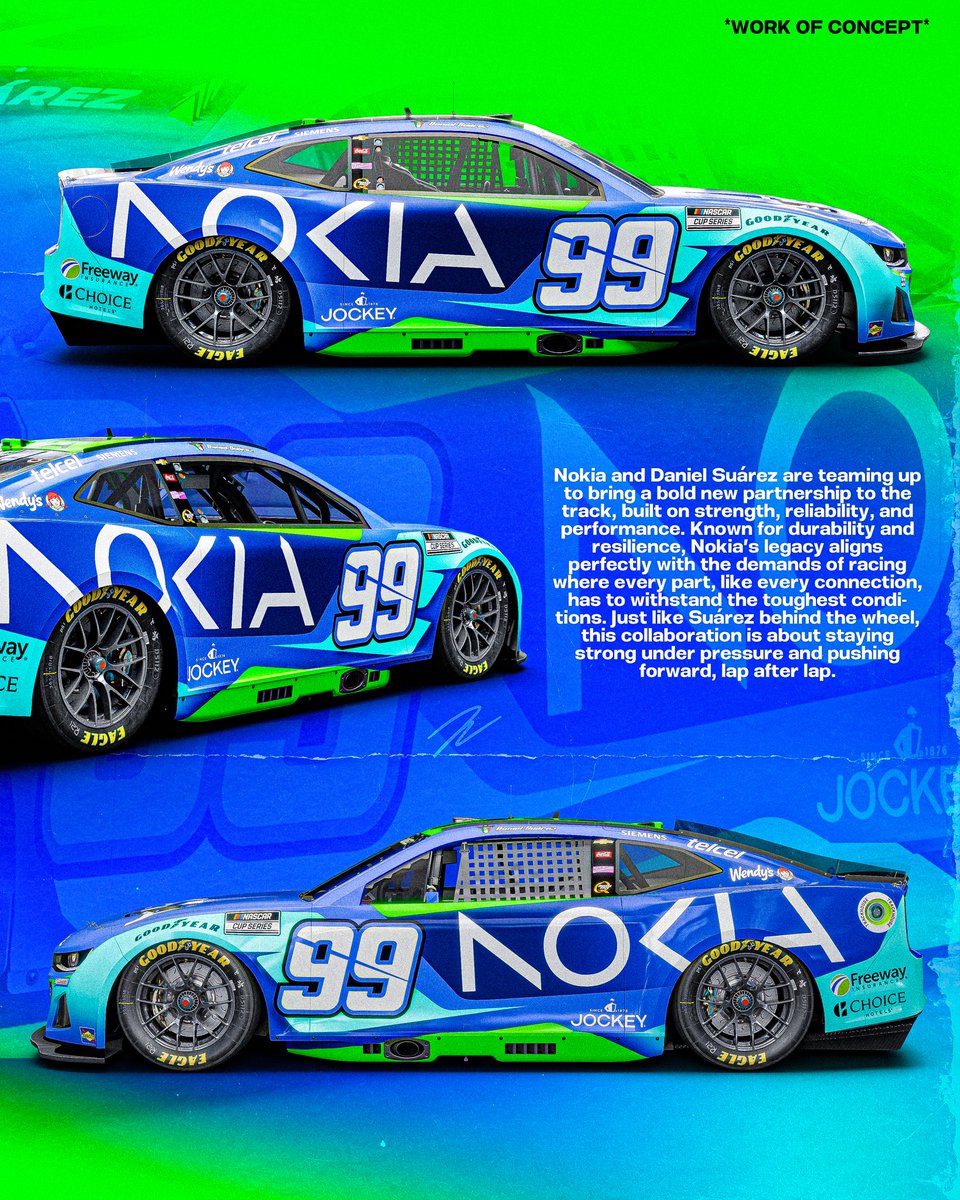 Jarrett Leu Designs (@jarrettldesigns) on Twitter photo Who calling that?
Bringing durability on and off the track.
Here’s a Daniel Suarez 2025 Nokia concept for your feed before the start of the rain delayed race in Pocono!
<a href="/nokia/">Nokia</a>
<a href="/Daniel_SuarezG/">Daniel Suárez</a>
<a href="/TeamTrackhouse/">Trackhouse Racing</a> Who calling that?
Bringing durability on and off the track.
Here’s a Daniel Suarez 2025 Nokia concept for your feed before the start of the rain delayed race in Pocono!
<a href="/nokia/">Nokia</a>
<a href="/Daniel_SuarezG/">Daniel Suárez</a>
<a href="/TeamTrackhouse/">Trackhouse Racing</a>